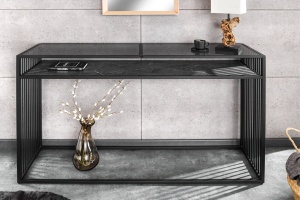 BIROU/CONSOLA, ARHITECTURE 120CM, LEMN MASIV SI STICLA, DESIGN RETRO - Img 4