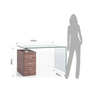 BIROU DIN STICLA 125CM, BOW WOOD, STICLA SI MDF, COD 3482 - Img 5