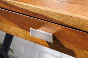 BIROU, ELEMENTS 120CM, DIN LEMN MASIV DE SHEESHAM SI PICIOARE METAL, COD 42224, STIL RETRO - Img 4