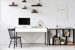 BIROU MODERN, ACCENT DIN METAL SI MDF CU SERTARE ,DESIGN SCANDINAV TUI - Img 6