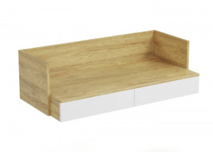 BIROU MODULAR MOBIUS 2S, ALB/NATUR, 110 CM, DIN PAL MELAMINAT, STIL MODERN