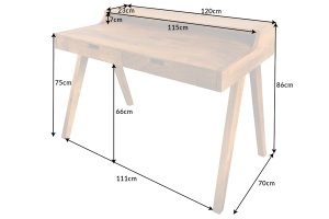 BIROU, MONSOON 120CM, LEMN MASIV DE MANGO, DESIGN RETRO - Img 3