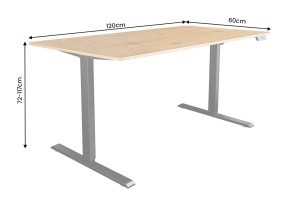 BIROU REGLABIL PE INALTIME, PROFESIONAL, 120CM, DIN LEMN DE STEJAR SI METAL, INVICTA INTERIOR - Img 9