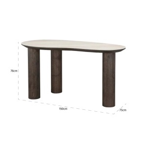 BIROU RITZ, 150 CM, BEJ/MARO, DIN MDF SI TRAVERTIN, RICHMOND INTERIORS - Img 5