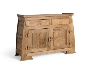 BUFET DEOSEBIT, 110CM, LEMN MASIV DE TEC, CULOARE NATUR, FINISAJ RUSTIC, ARTIM GROUP SELECTION - Img 2