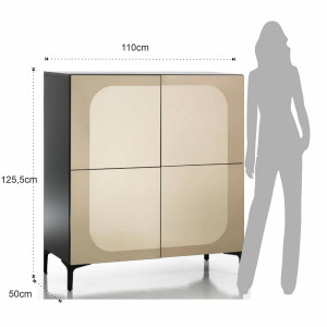 BUFET/DULAP LIVING 110CM, KIM BRONZE, COD 5079, STIL MODERN, REALIZATA DIN METAL SI PANOURI ECO - Img 5