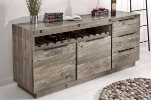 BUFET, FINCA 175CM, COD 40448, METAL SI LEMN PIN GRI, ASPECT INDUSTRIAL - Img 1