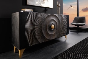 BUFET, GOLDEN SUNSET, 140CM, 3D, LEMN DE MANGO, NEGRU, ARTIM GROUP SELECTION - Img 7