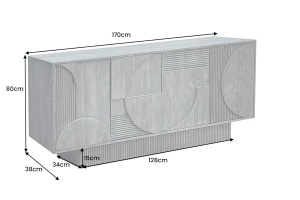 BUFET LIVING, ART DECO 170CM, LEMN DE MANGO, MODEL 3D, CULOARE ALB/NATUR, ARTIM GROUP SELECTION - Img 3