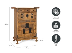 BUFET LIVING CORINTH 91CM, DIN LEMN DE MANGO, CULOARE NATUR MIERE, ARTIM GROUP SELECTION - Img 9