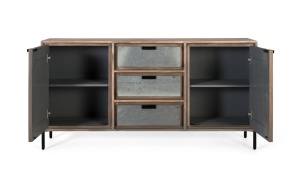 BUFET LIVING HIBISCUS 160CM, DIN LEMN DE SALCAM SI METAL, CULOARE NATUR/GRI, ARTIM GROUP SELECTION - Img 3