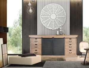BUFET LIVING INDUSTRIAL 190CM, DIN LEMN DE MANGO SI METAL, CULOARE NATUR SI GRI, ARTIM GROUP SELECTION