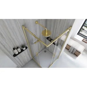 CABINA DE DUS REA CITY 80X80, GOLD BRUSH, CU CADITA SAVOY NEAGRA, CALITATE SUPERIOARA - Img 3