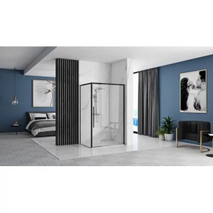 CABINA DE DUS SOLAR 90X90, NEGRU MAT, CU CADITA SAVOY ALBA, CALITATE SUPERIOARA - Img 2