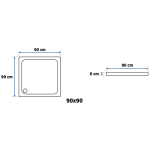 CADITA DE DUS REA SAVOY, 90x90 CM, ALB, DIN ACRIL, CU CAPAC AURIU PERIAT, CALITATE SUPERIOARA - Img 9