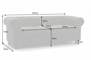 CANAPEA 3 LOCURI 200CM, CHESTEFIELD II, DIN LEMN MASIV, CULOARE GRI ANTIC, ARTIM GROUP SELECTION - Img 2
