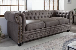 CANAPEA 3 LOCURI 200CM, CHESTEFIELD II, DIN LEMN MASIV, CULOARE GRI ANTIC, ARTIM GROUP SELECTION - Img 3