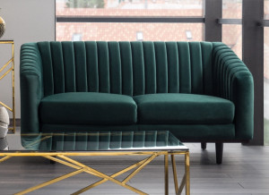 CANAPEA ASPREY 2, VERDE BLUVEL 78/WENGE, TAPITERIE DIN CATIFEA SI PICIOARE DIN LEMN - Img 1