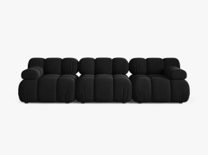CANAPEA BELLIS, CU 3 LOCURI, NEAGRA, CU TAPITERIE DIN CATIFEA BLUVEL, MICADONI - Img 1