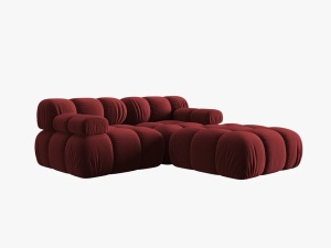 CANAPEA/COLTAR MODULAR BELLIS, 3 LOCURI, 188 CM, ROSU INCHIS 59, TAPITERIE DIN CATIFEA, DESIGN DEOSEBIT - Img 4