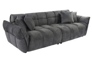 CANAPEA CONFORTABILA CLOUD 260CM, 3 LOCURI, XXL, REALIZATA DIN LEMN SI TEXTIL CATIFEA, CULOARE GRI
