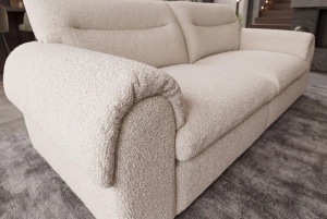 CANAPEA CONFORTABILA SIXTH SENSE 210CM, REALIZATA DIN LEMN SI MATERIAL TEXTIL BOUCLE, CULOARE BEJ, INVICTA INTERIOR - Img 6