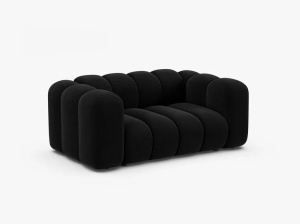 CANAPEA CU 2 LOCURI LUPIN 170, NEAGRA, CU TAPITERIE DIN TEXTIL CATIFEA SALVADOR, MICADONI - Img 2