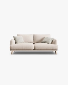 CANAPEA CU 2 LOCURI, NAOMI, BEJ, 170X95 CM, TAPITAT CU TAPITERIE DIN TEXTIL STRUCTURAT LIBERTY, MICADONI