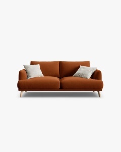 CANAPEA CU 2 LOCURI, NAOMI, CARAMIZIU, 170X95 CM, TAPITAT CU TAPITERIE DIN TEXTIL CATIFEA SALVADOR, MICADONI