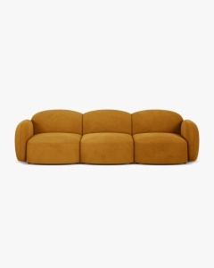 CANAPEA CU 3 LOCURI BLAIR, 274X 95, GALBEN, CU TAPITERIE DIN TEXTIL CATIFEA CASINO, MICADONI