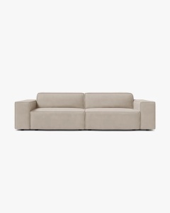 CANAPEA CU 3 LOCURI JODIE, 204X99 CM, ADANCIME SCAUN 62 CM, BEJ INCHIS, TAPITAT CU TAPITERIE DIN TEXTIL CATIFEA BLUVEL, MICADONI