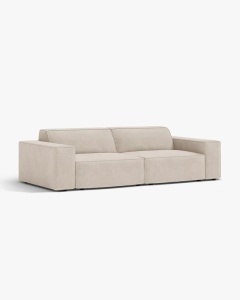 CANAPEA CU 3 LOCURI JODIE, 204X99 CM, ADANCIME SCAUN 62 CM, BEJ, TAPITAT CU TAPITERIE DIN TEXTIL STRUCTURAT LIBERTY, MICADONI - Img 2