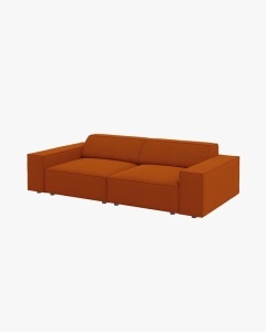 CANAPEA CU 3 LOCURI JODIE, 204X99 CM, ADANCIME SCAUN 62 CM, CARAMIZIU, TAPITAT CU TAPITERIE DIN TEXTIL STRUCTURAT MEGAN, MICADONI - Img 3