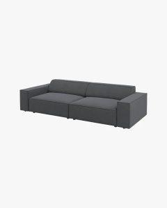CANAPEA CU 3 LOCURI JODIE, 204X99 CM, ADANCIME SCAUN 62 CM, GRI INCHIS, TAPITAT CU TAPITERIE DIN TEXTIL STRUCTURAT MEGAN, MICADONI - Img 3