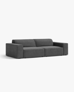 CANAPEA CU 3 LOCURI JODIE, 204X99 CM, ADANCIME SCAUN 62 CM, GRI, TAPITAT CU TAPITERIE DIN TEXTIL CATIFEA VENUS, MICADONI - Img 2