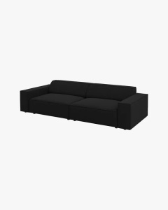 CANAPEA CU 3 LOCURI JODIE, 204X99 CM, ADANCIME SCAUN 62 CM, NEGRU, TAPITAT CU TAPITERIE DIN TEXTIL STRUCTURAT MEGAN, MICADONI - Img 3