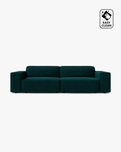 CANAPEA CU 3 LOCURI JODIE, 204X99 CM, ADANCIME SCAUN 62 CM, PETROL INCHIS, TAPITAT CU TAPITERIE DIN TEXTIL CATIFEA VENUS, MICADONI
