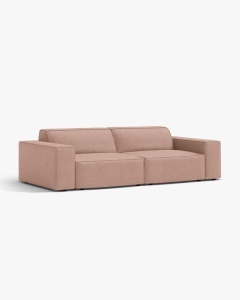 CANAPEA CU 3 LOCURI JODIE, 204X99 CM, ADANCIME SCAUN 62 CM, ROZ PUDRAT, TAPITAT CU TAPITERIE DIN TEXTIL BOUCLE BALOO, MICADONI - Img 2
