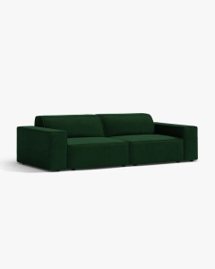 CANAPEA CU 3 LOCURI JODIE, 204X99 CM, ADANCIME SCAUN 62 CM, VERDE SMARALD, TAPITAT CU TAPITERIE DIN TEXTIL CATIFEA BLUVEL, MICADONI - Img 2