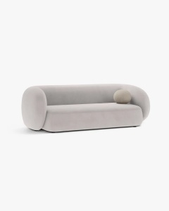 CANAPEA CU 3 LOCURI KATE, MELANJ GRI DESCHIS, 213X99 CM, TAPITAT CU TAPITERIE DIN TEXTIL CATIFEA SALVADOR, MICADONI - Img 2