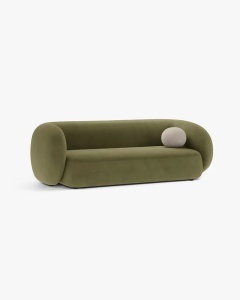 CANAPEA CU 3 LOCURI KATE, MELANJ VERDE, 213X99 CM, TAPITAT CU TAPITERIE DIN TEXTIL CATIFEA SALVADOR, MICADONI - Img 2