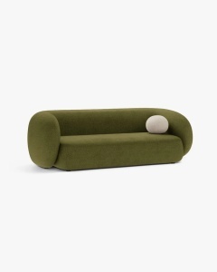 CANAPEA CU 3 LOCURI KATE, VERDE MASLINIU INCHIS, 213X99 CM, TAPITAT CU TAPITERIE DIN TEXTIL BOUCLE BALOO, MICADONI - Img 2