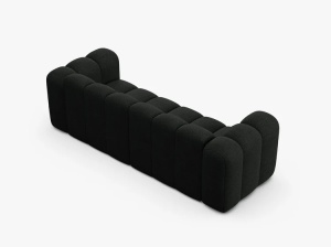 CANAPEA CU 3 LOCURI LUPIN 228, NEGRU, CU TAPITERIE DIN TEXTIL BOUCLE BALOO, MICADONI - Img 2