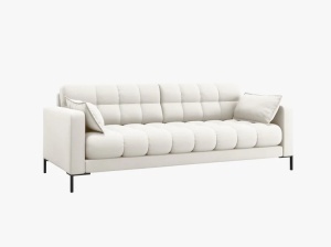 CANAPEA CU 3 LOCURI, MAMAIA, BEJ DESCHIS NEVE, CU TAPITERIE DIN TEXTIL FIN, MICADONI - Img 2