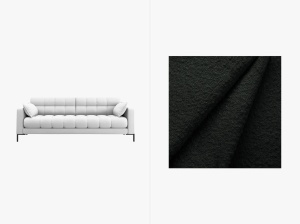 CANAPEA CU 3 LOCURI, MAMAIA NEAGRA, CU TAPITERIE BOUCLE BALOO, MICADONI