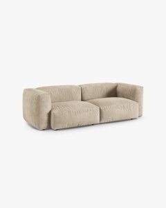 CANAPEA CU 3 LOCURI MARTINA, 120X184 CM, ADANCIME SCAUN 90 CM, BEJ DESCHIS, TAPITAT CU TAPITERIE DIN TEXTIL CATIFEA VOGUE, MICADONI - Img 2