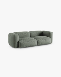 CANAPEA CU 3 LOCURI MARTINA, 120X184 CM, ADANCIME SCAUN 90 CM, VERDE MUSCHI, TAPITAT CU TAPITERIE DIN TEXTIL STRUCTURAT BOSTON, MICADONI - Img 2