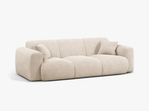 CANAPEA CU 3 LOCURI, MOLINO, 235 CM, BEJ, CU TAPITERIE DIN TEXTIL BOUCLE BALOO, MICADONI - Img 2