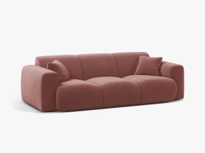 CANAPEA CU 3 LOCURI, MOLINO, 235 CM, ROZ FLAMINGO, CU TAPITERIE DIN TEXTIL CATIFEA VELVET CASINO, MICADONI - Img 2