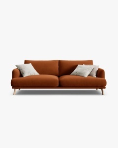 CANAPEA CU 3 LOCURI, NAOMI, CARAMIZIU, 200X95 CM, TAPITAT CU TAPITERIE DIN TEXTIL CATIFEA SALVADOR, MICADONI